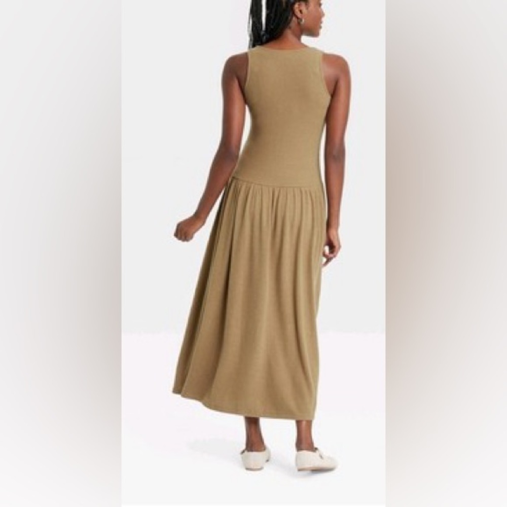 NWT~Universal Thread Tan Sleeveless Maxi Sundress drop waist textured SZ XXL - Picture 4 of 10